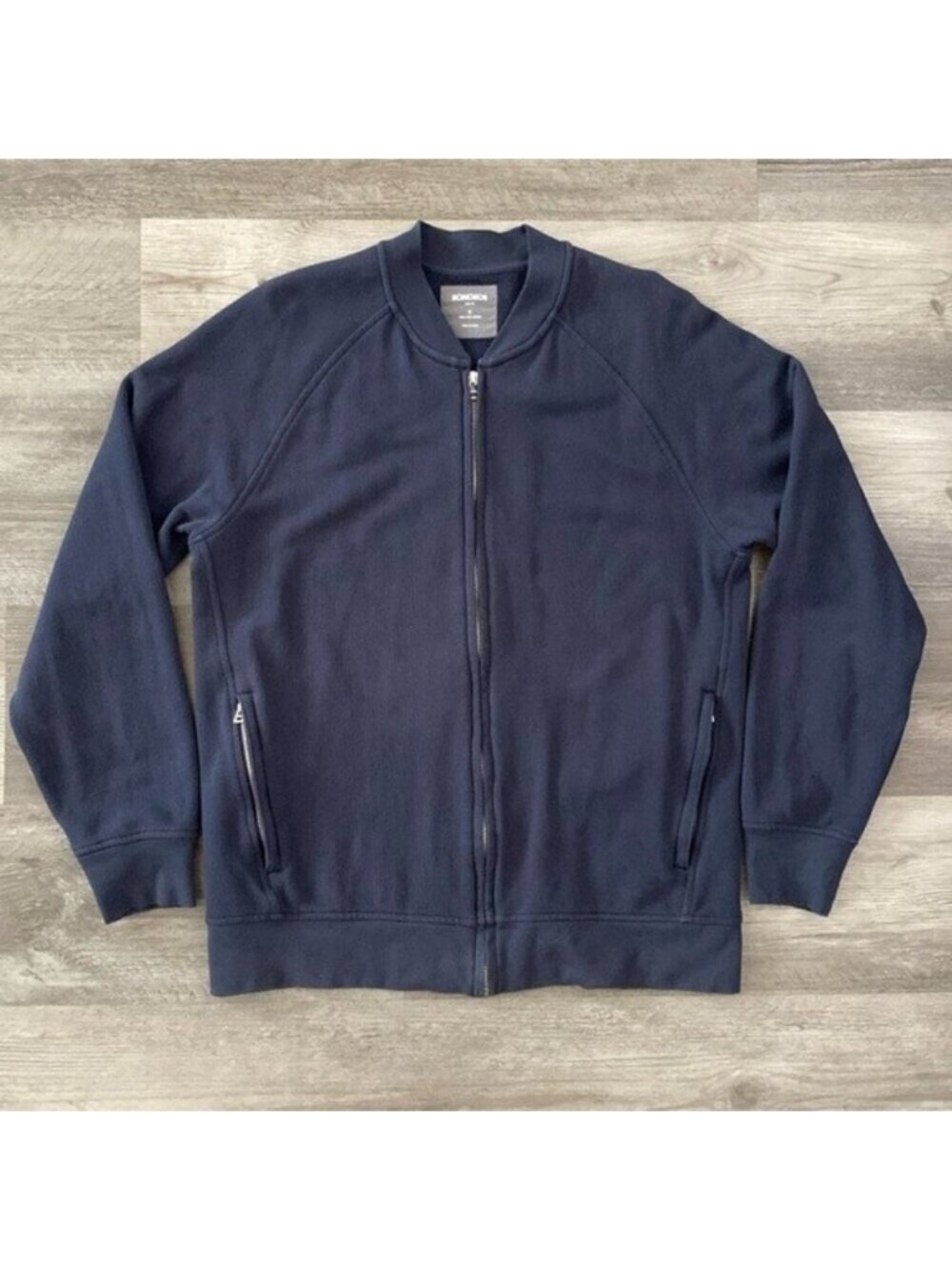 Bonobos Pima Cotton Bomber Jacket Navy Blue Pique Full Zip Pockets Golf Medium